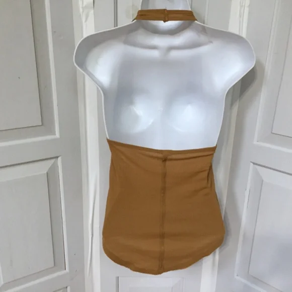 Anthropologie We the Free Tan Ribbed Halter Tank Top - Picture 11 of 14